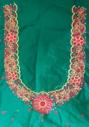 Green blouse with red and gold embroidery