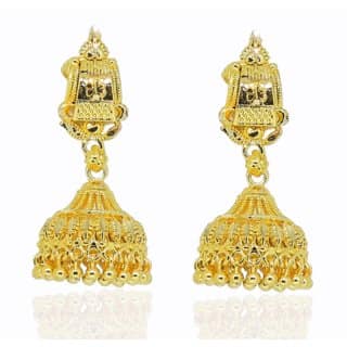 Traditional 1gm gold and micron plated jhumkis view 2