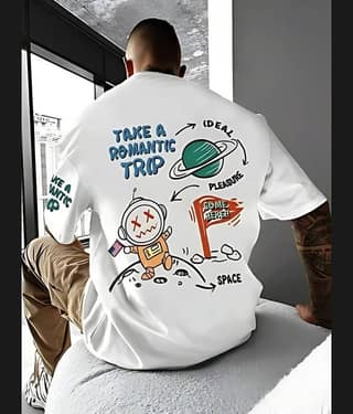 CrazyBee Men Cotton Blend Oversized Fit Printed T-Shirt ( White )