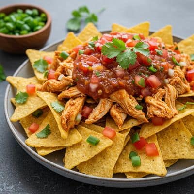 Chicken Nachos With Salsa Dip