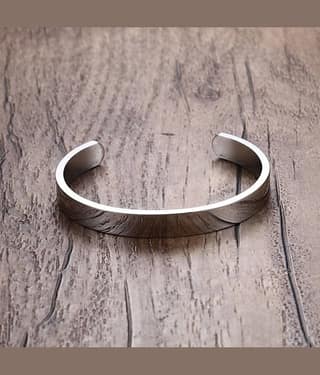 Solid Cuff Rhodium 316L Surgical Stainless Steel Cuff Free Size Kada Bangle Bracelet For Boys Men