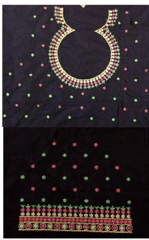 JANUS BOTIQUE & MATCHING CENTER - Dark Blue zari and beads embroidery work blouse view 2
