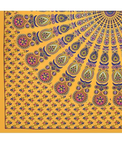 Poorak Cotton 1 Double Bedsheet with 2 Pillow Covers ( Yellow ) view 2