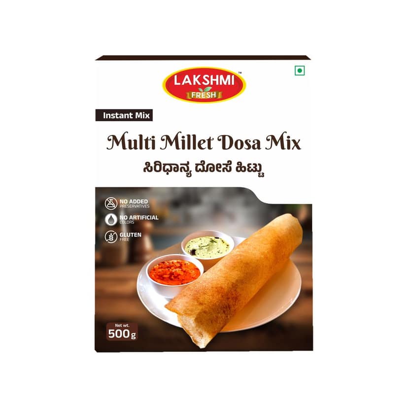 Lakshmi Fresh Multi Millet Dosa Mix 500g | Instant & Gluten-Free | High-Fiber, Healthy Millet Dosa Mix (pack of 4) (pack of 2) view 2