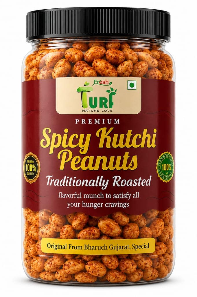 TURF FRESH - Spicy Kutchi Peanuts | Traditional Bharuch Roasted Sing Dana | Crunchy Masala Snack