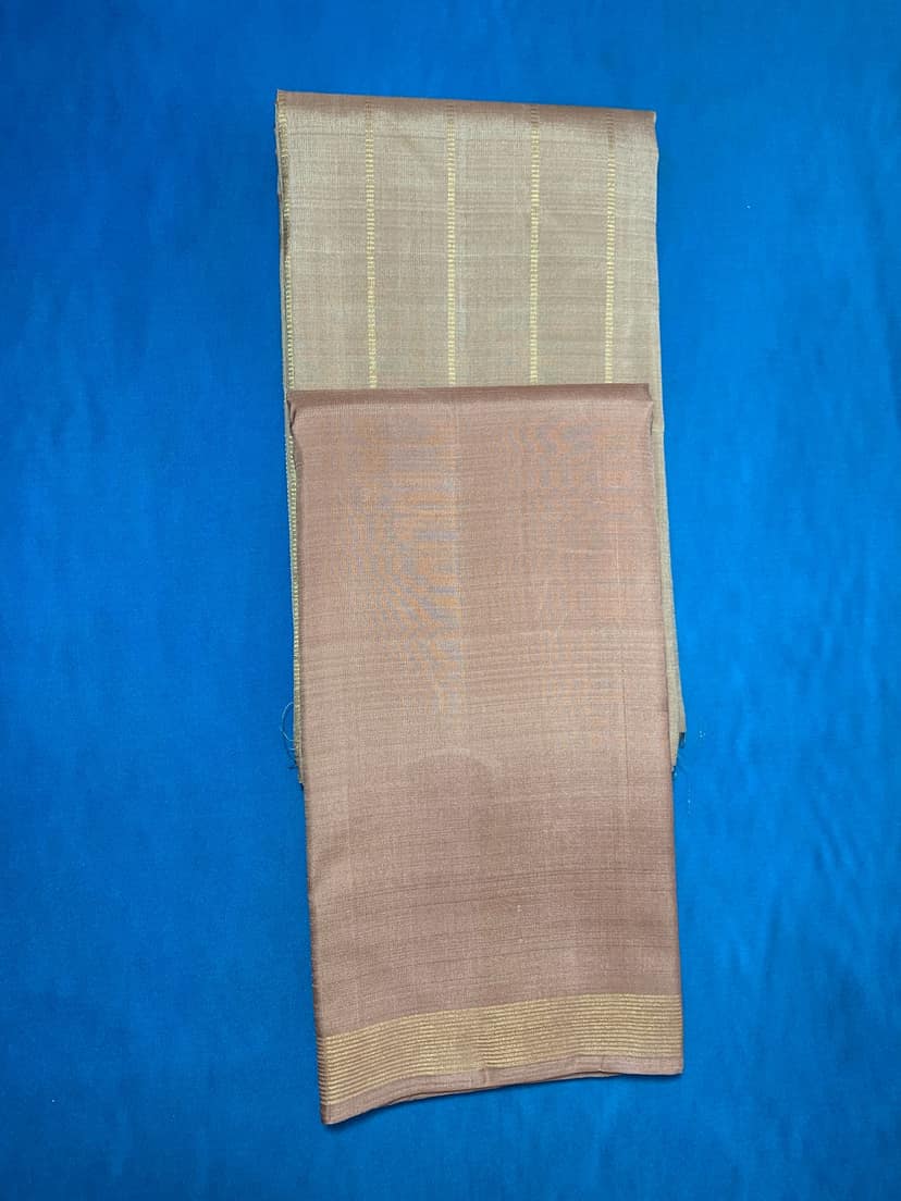 NVHSVB004-Brown Handloom Silk Veshti And NVHSSB003-Brown Handloom Silk Shirt 2.5 meters view 2