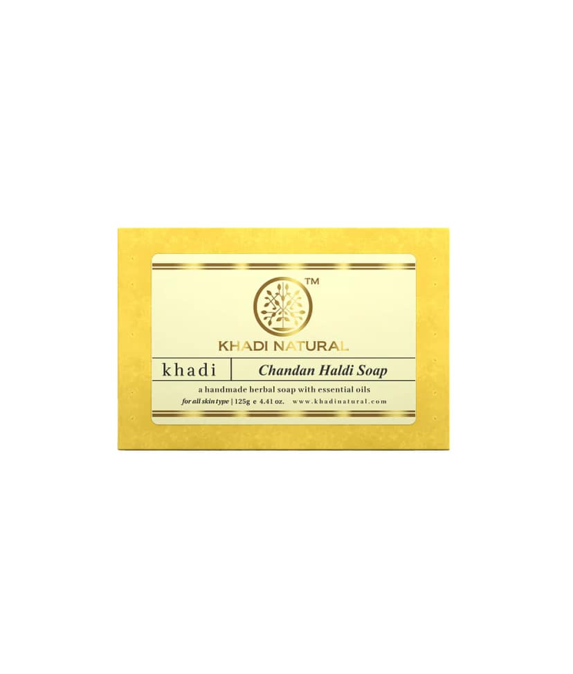 Khadi Natural Chandan Haldi Handmade Soap - For Soft & Supple Skin, 125 G
