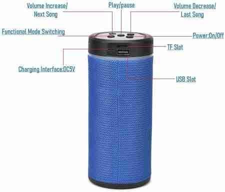 KT-125 Mini Handy Bluetooth Speaker, Portable, Splash-Proof, High Bass Sound, FM Radio, TF Card Slot, Built-in Mic, with inbuilt Phone Stand Color - Blue view 2
