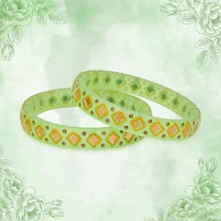 LUV FASHION Yellow plastic Designer Bangles