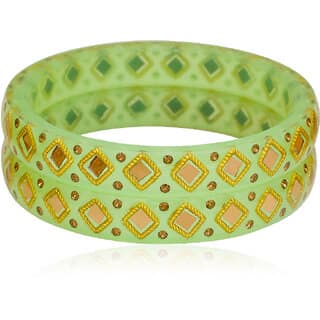 LUV FASHION Yellow plastic Designer Bangles view 2