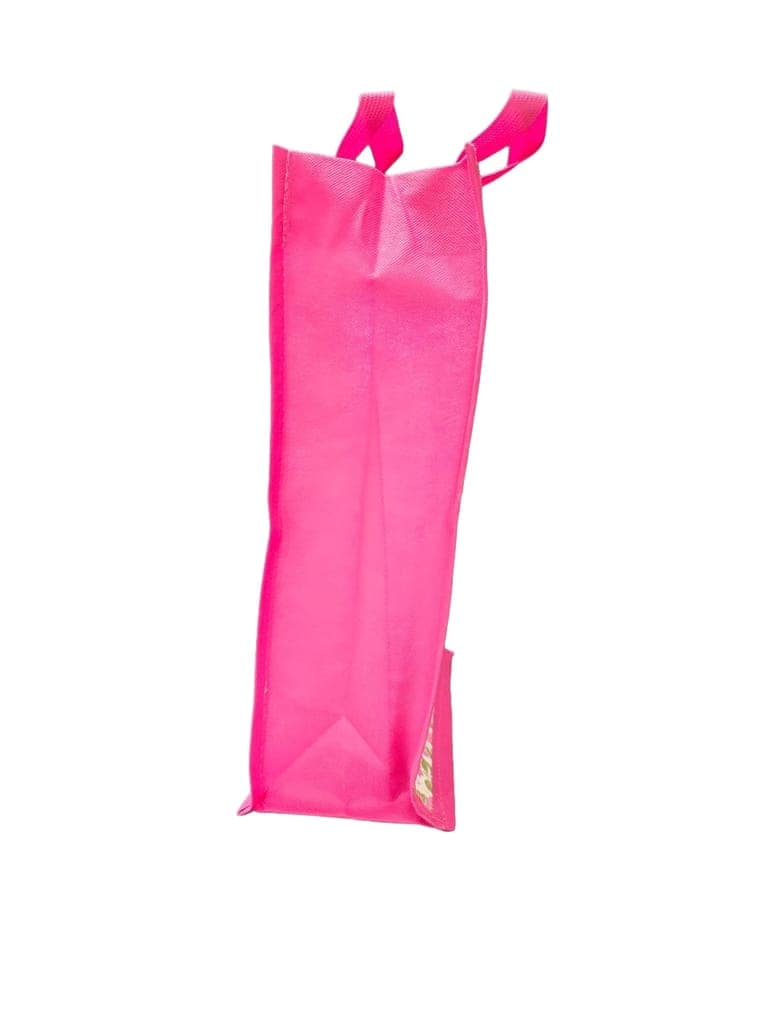 Pink Floral Shopping Bag with Pink Handles