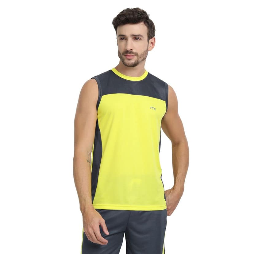 FTX Men Colorblock Round Neck Sleeveless Tshirt