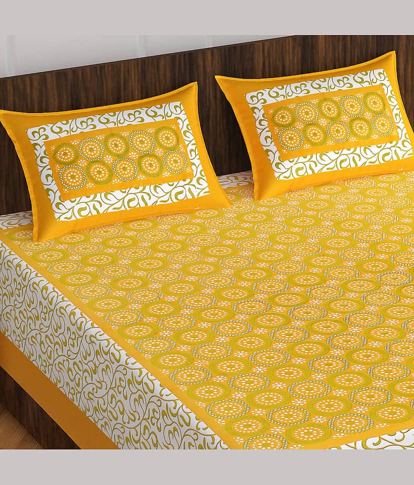 ABHACLOTHO Cotton 1 Double Bedsheet with 2 Pillow Covers ( Multicolor ) view 2