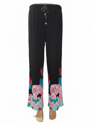 99ladies Store Black Floral Printed Plazo for Women