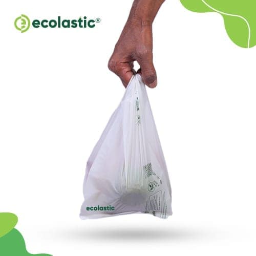 100% Compostable U-Cut Carry Bags (White) - 13 x 16 inches - 65 bags/kg - 40 microns I 3 Kg Pack view 2