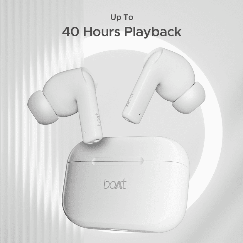 boAt Airdopes 161 | Wireless Earbuds with Massive Playback of upto 40 Hours, IPX5 Water & Sweat Resistance, IWP Technology, Type C Interface Pearl White view 2
