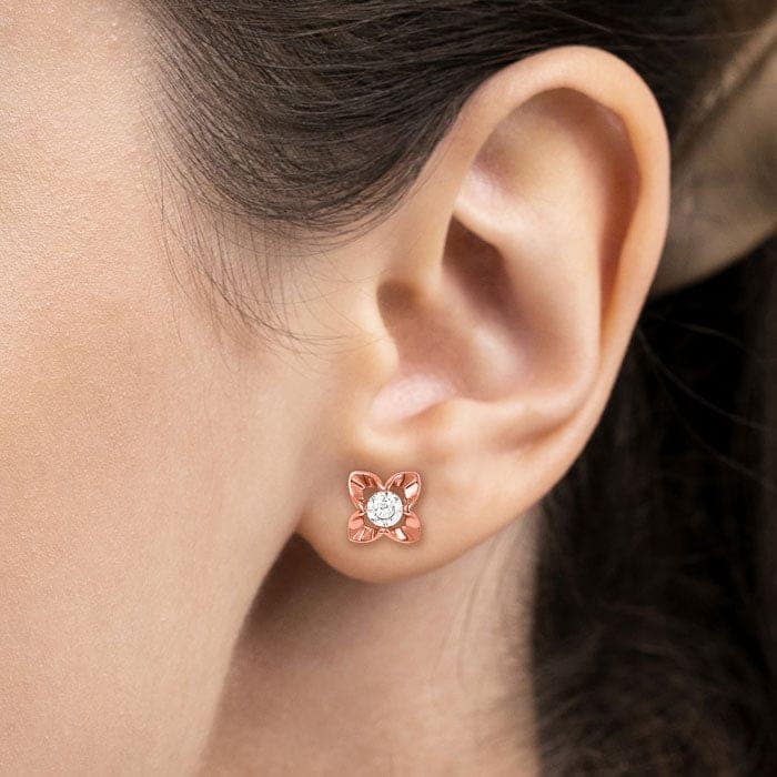 Rose Gold Floral Earrings view 2