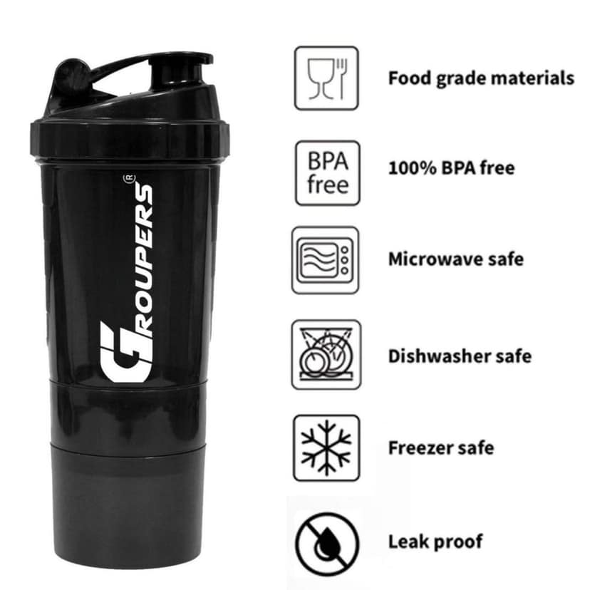 GROUPERS Combo Set of Duffle Polyester Bag with Shaker Bottle-500ml & Wrist Band (Blue 07) view 2