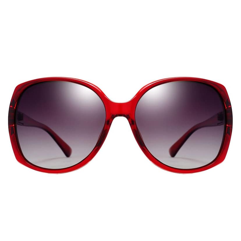 PARIM Polarized Women's Rectangular Sunglasses Red Frame / Brown Lenses | SKU 1190 R1 view 2