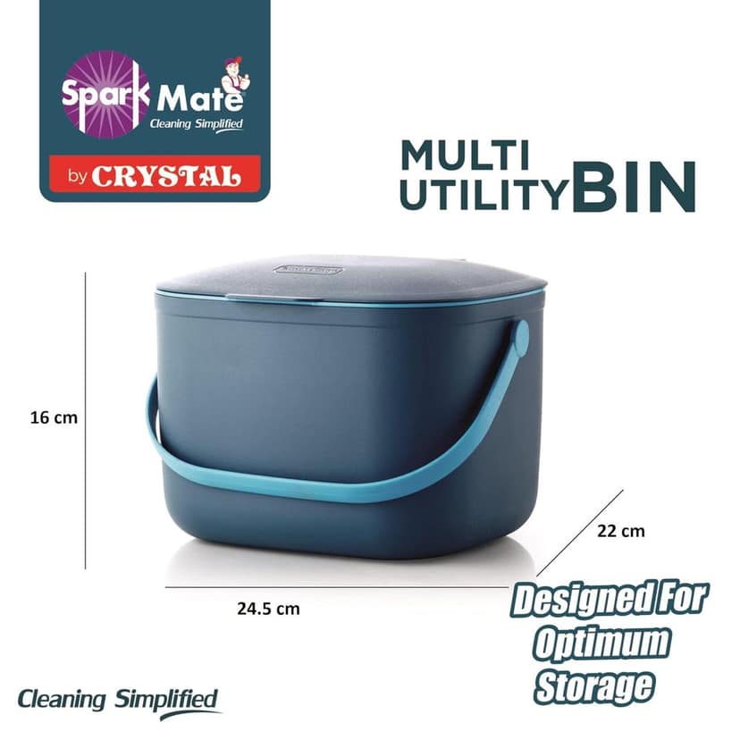 Sparkmate by Crystal Multiutility | Mini Desktop Trash Can| Office Desk | Bedroom | Waste Paper | Coffee Bar Tabletop view 2