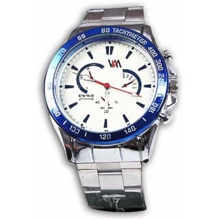 Men Sliver Steel Analog Nice Watch For Boys And Mens