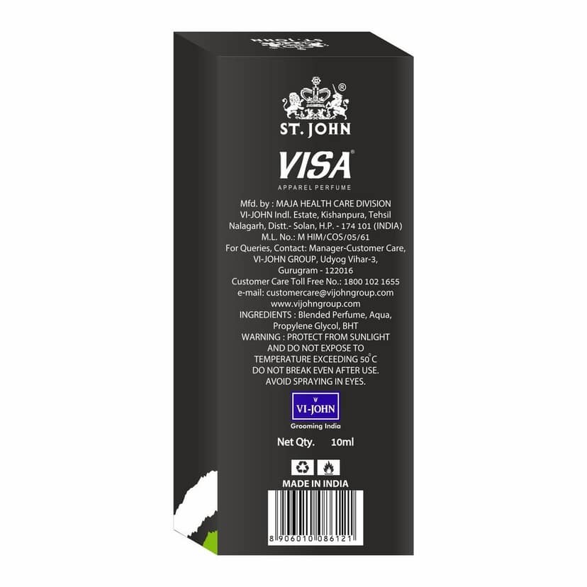 St.John VISA Eau de Perfume for Men 10ml (Pack of 12) view 2