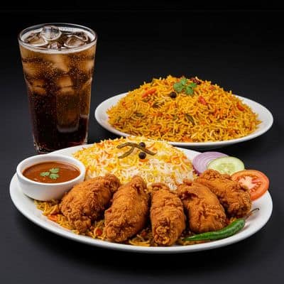 Boneless Chicken 65 Biryani & Chicken Majestic & Cool Drink