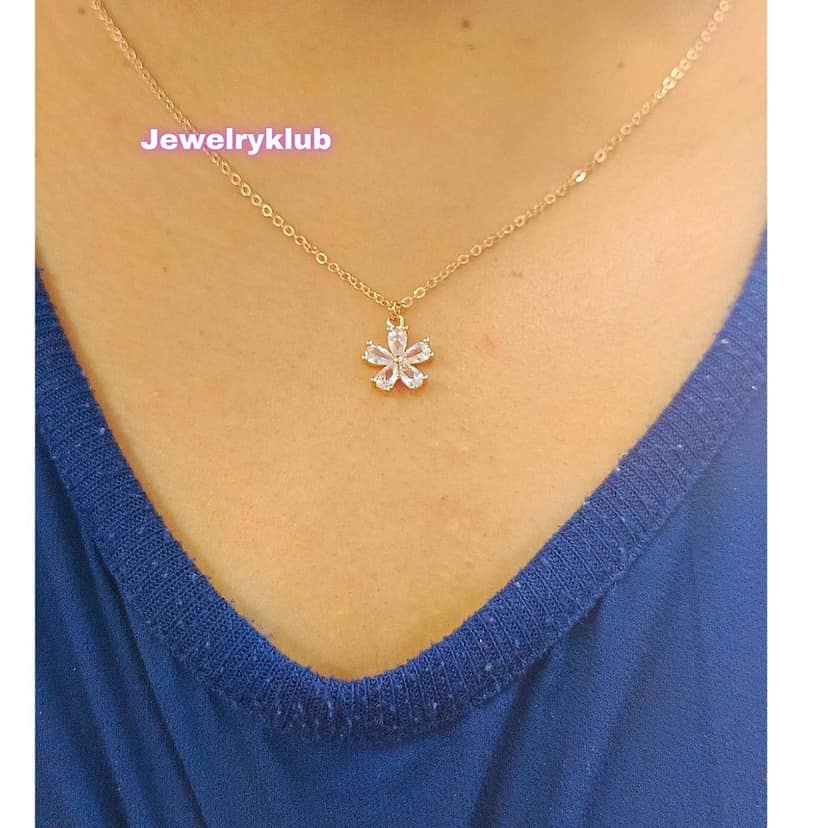 Jewelryklub AD Cubic Zirconia Pendant Necklace Chain For Women Girls Anti Tarnish Stainless Steel Rose Gold Design 5 view 2