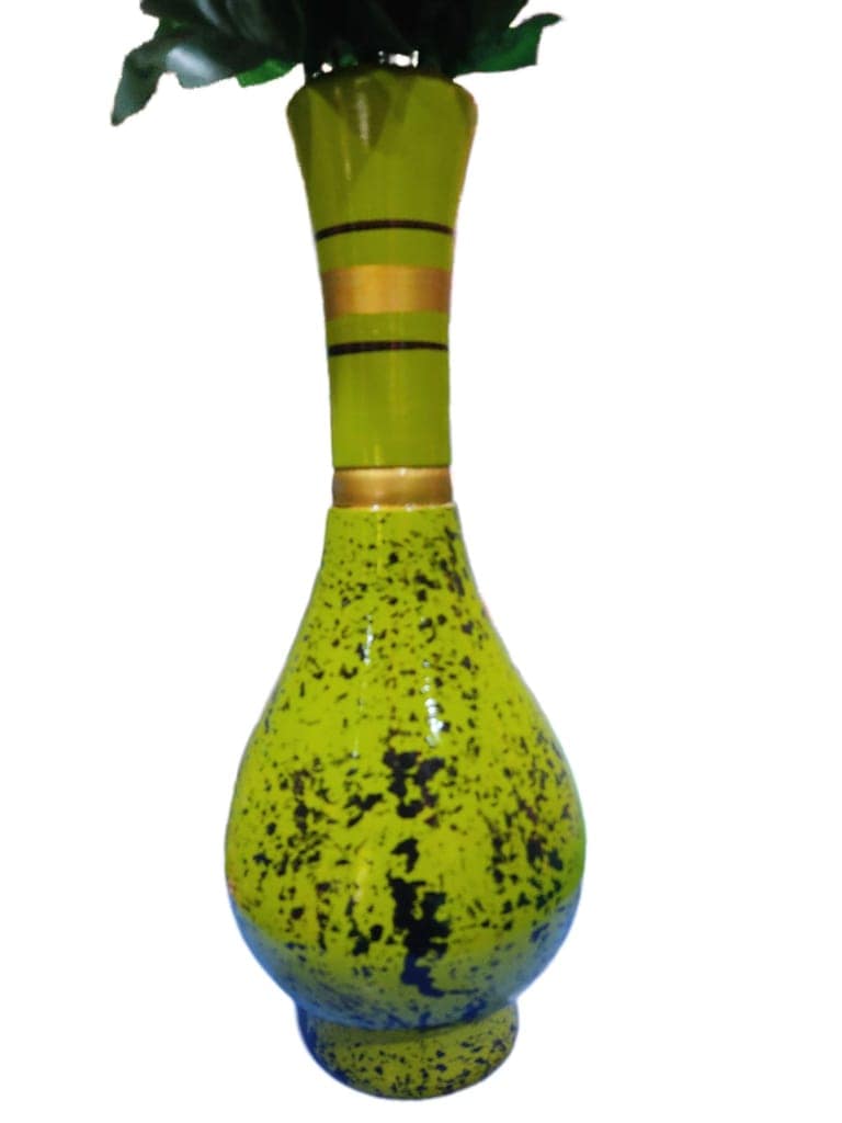 Artificial Flower Arrangement in Green Crackle Glass Vase view 2