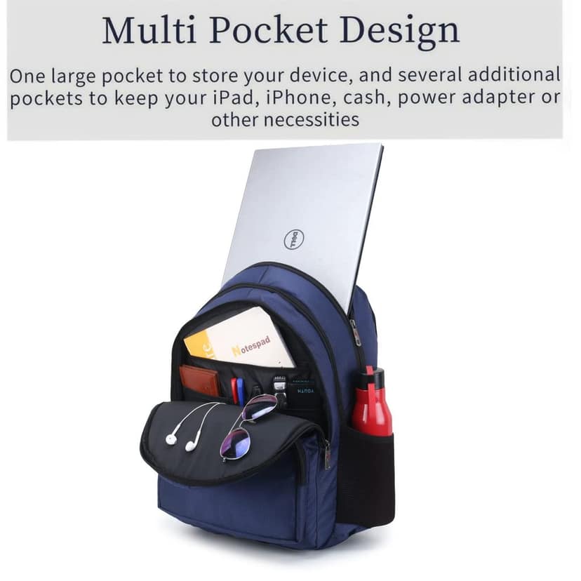 Kickonn Men's and Women's Office Laptop Backpack For School and College - Blue view 2