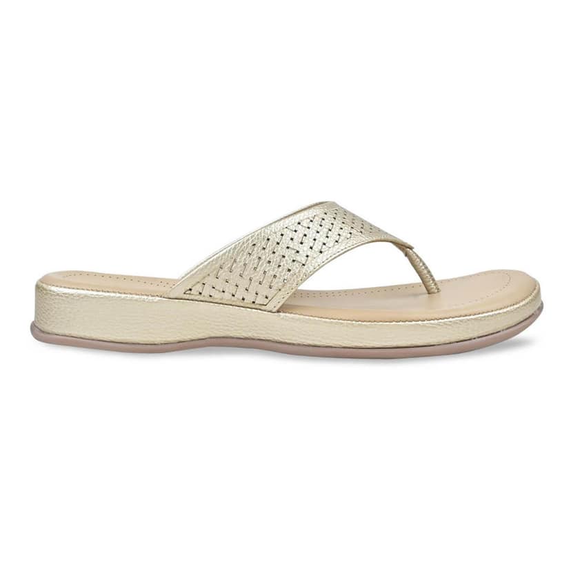 Gold Women Laser Cut Flats