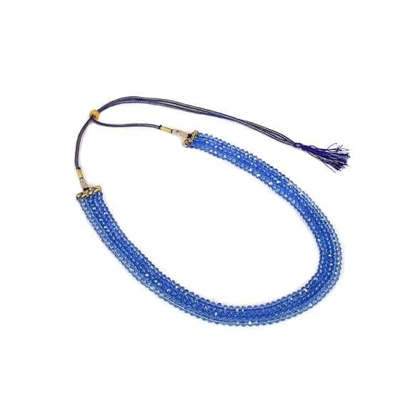 Manbhar Gems And Jewellers -Semi Precious Crystal Gemstone Beads 3 Layer 16 Inch Long Multistrand Necklace for Women (Same as Image) firozi water view 2