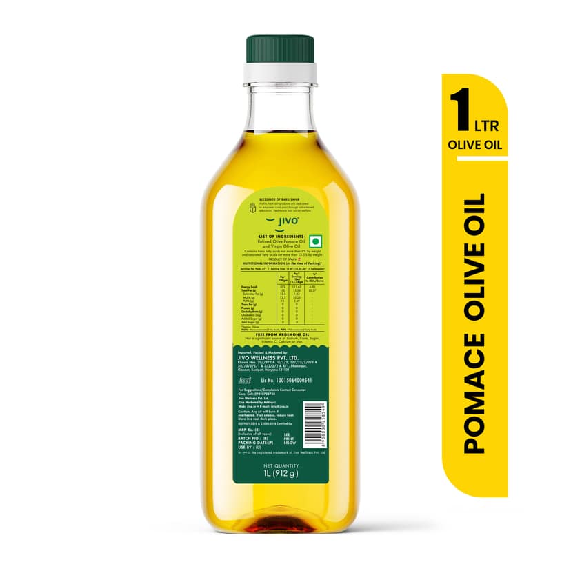 Jivo Daily Cooking Pomace Olive Oil |1 Litre | Rich in MUFA | Low in Saturated Fat view 2