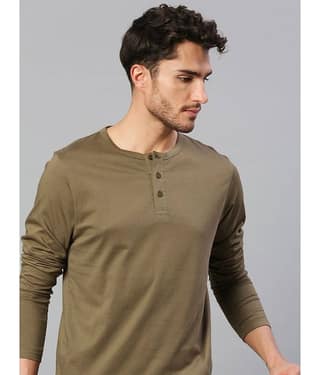 Dennis Lingo Pack of 1 100% Cotton Slim Fit Men's T-Shirt ( Olive )