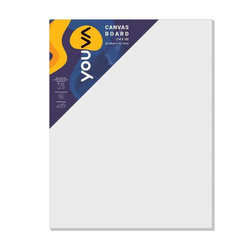 Navneet Youva | Primed Canvas Board for Acrylic and Oil Colour Painting | 14x18 inch | for Students and Budding Artists