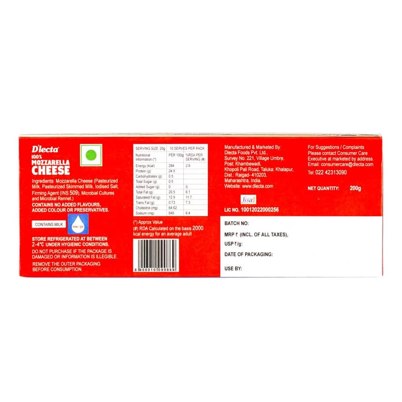 Dlecta 100% Mozzarella Cheese, 1 Pc view 2