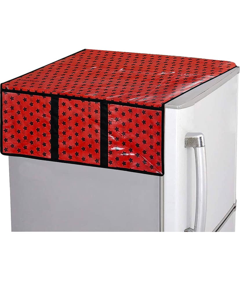 Waterproof Refrigerator Fridge Top Cover with 6 Utility Pockets Star Print
