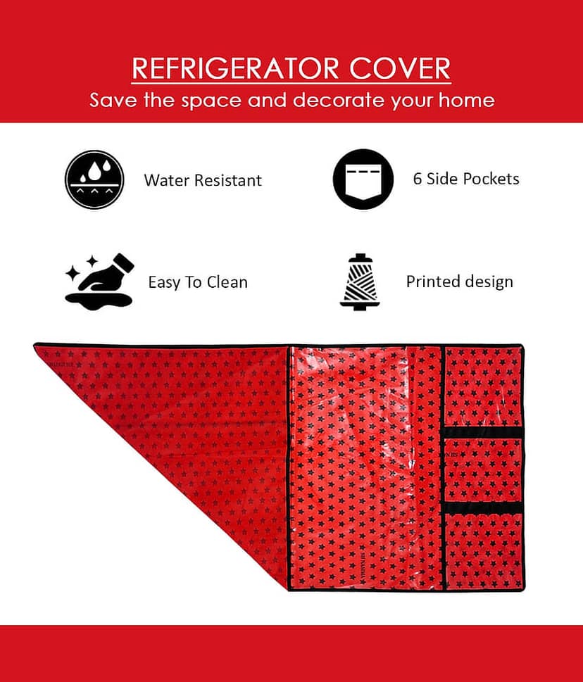 Waterproof Refrigerator Fridge Top Cover with 6 Utility Pockets Star Print view 2