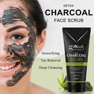 Globus Naturals Detox Charcoal Face Scrub For Exfoliates skin unclogs pores removes dirt impurities 100 gm