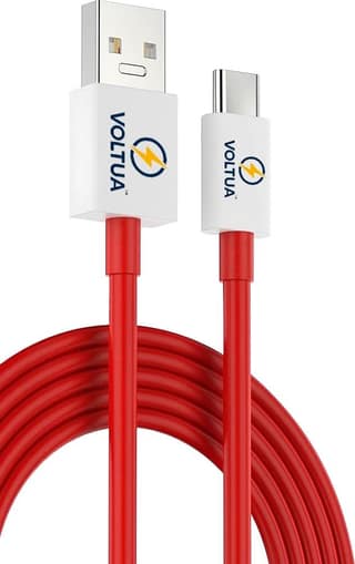 Voltua USB-A to Type-C Fast Charging Cable | 80W Warp/Dash, 1M, Red