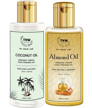 TNW - The Natural Wash Combo of Pure Almond Oil(100ml) & Coconut Oil(100ml) Facial Kit 200ml mL Pack of 2