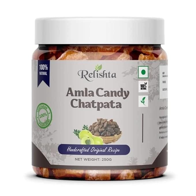 Relishta 100% Natural Chatpata Amla Candy -Handcrafted Original Recipe & Traditional Taste250g