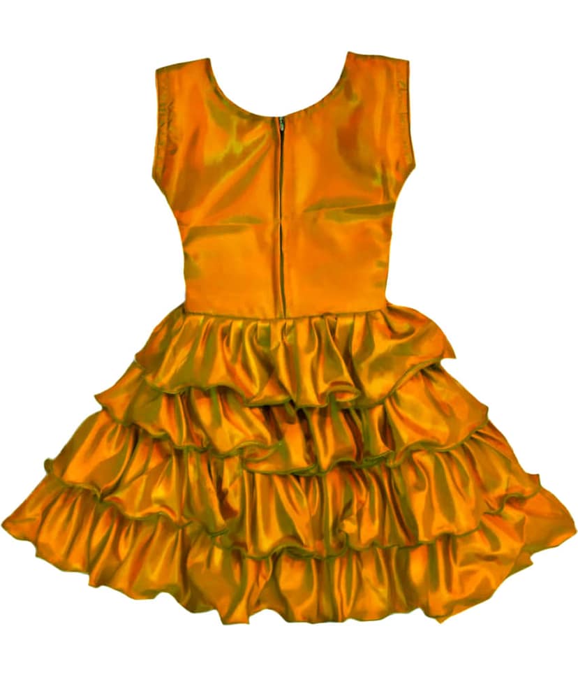 Mullick the designer Silk Frock For Girls ( Pack of 1 , Orange ) view 2