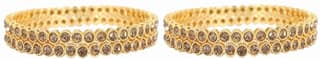 NMII Alloy Metal Studded with Zircon Gemstone Glossy Finished Gold Plated Kada set for Women