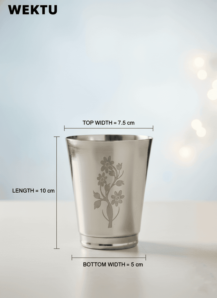 WEKTU Premium Stainless Steel Glass Set of 6 with Floral Laser Engraving view 2