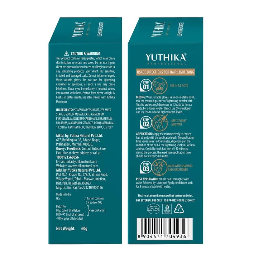Yuthika Professional Blonder Powder for Hair 60gm Multi Techniques Hair Lightning Powder, Pristine Blonde Radiance view 2