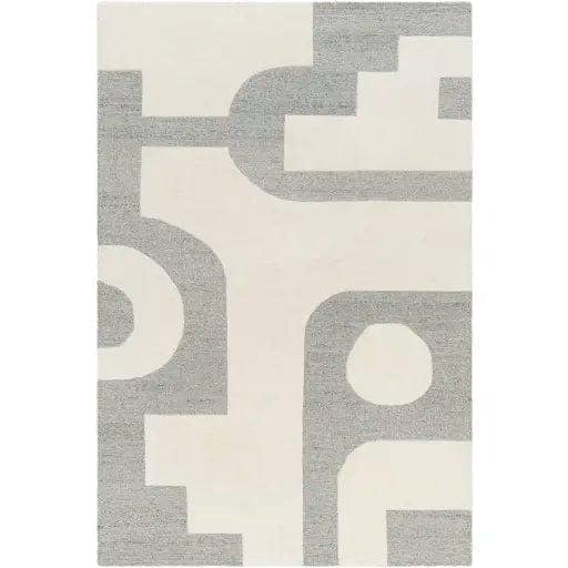 Hand Tufted Brook Black and Beige Geometric Wool Rug view 2