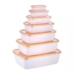 Rectangular Plastic Food Storage Containers with Air Tight Lid Kitchen Container Meat Box Fridge and Freezer Storage Box with Bowl - 225ml, 325ml, 650ml, 1250ml, 2200ml, 3500ml, 6 Pieces, Clear