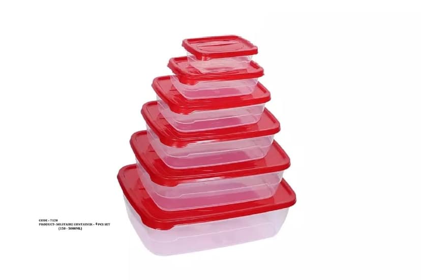 Rectangular Plastic Food Storage Containers with Air Tight Lid Kitchen Container Meat Box Fridge and Freezer Storage Box with Bowl - 225ml, 325ml, 650ml, 1250ml, 2200ml, 3500ml, 6 Pieces, Clear view 2