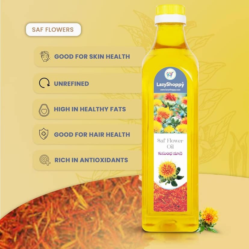 Lazy Shoppy® Wood Pressed Safflower Oil – 1 Litre view 2